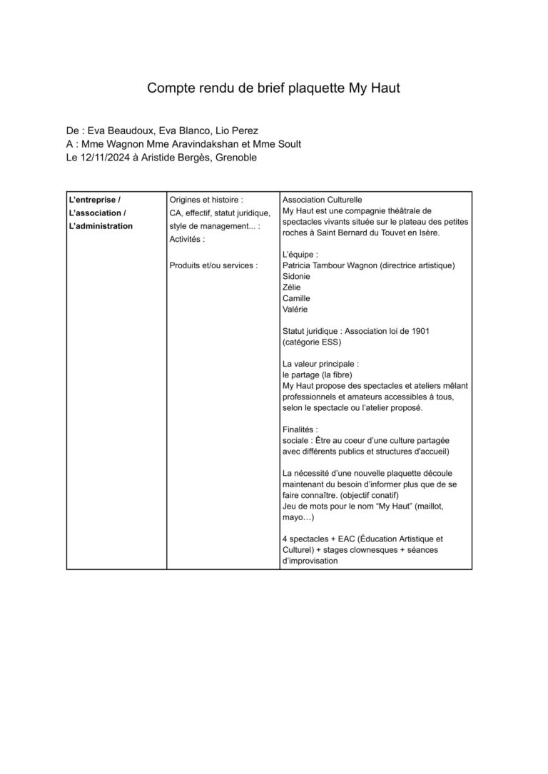 Compte rendu de brief